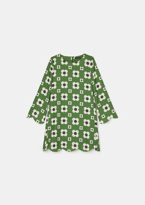 Robe Ruoda verte imprimée fleurs