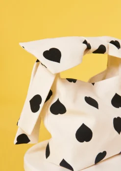 Sac Sally écru à motif coeur noir