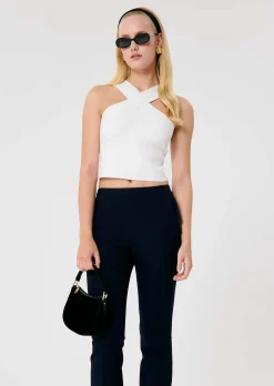Top Prana écru en maille compacte lurex
