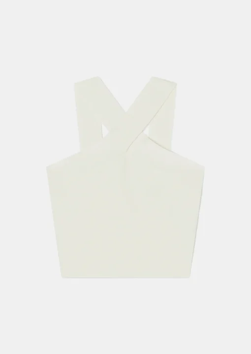 Top Prana écru en maille compacte lurex