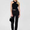 Top Prana noir en maille compacte lurex