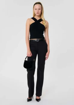 Top Prana noir en maille compacte lurex