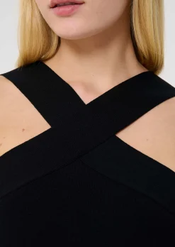 Top Prana noir en maille compacte lurex
