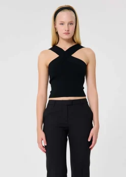 Top Prana noir en maille compacte lurex