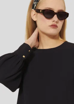 Top Tacci bleu nuit en crêpe