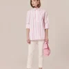 Top Tallulah rose à rayures en popeline