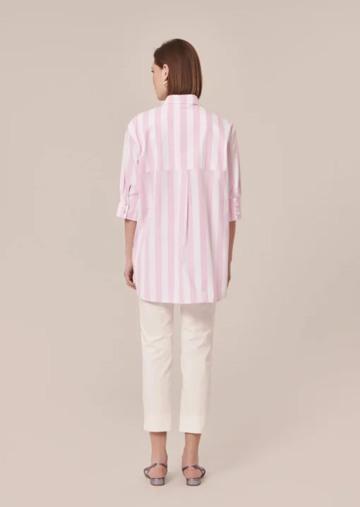 Top Tallulah rose à rayures en popeline