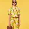 Top Thadea jaune à motif fleurs