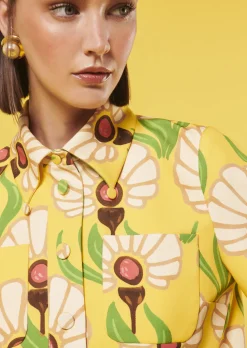 Top Thadea jaune à motif fleurs