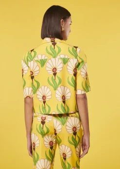 Top Thadea jaune à motif fleurs