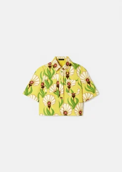 Top Thadea jaune à motif fleurs