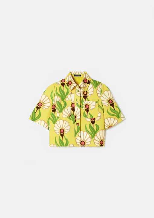 Top Thadea jaune à motif fleurs
