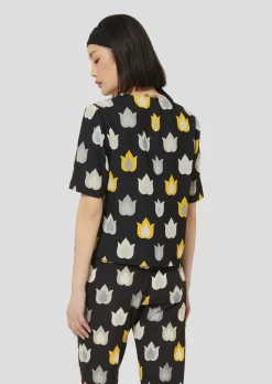 Top Thylane noir imprimé flammes