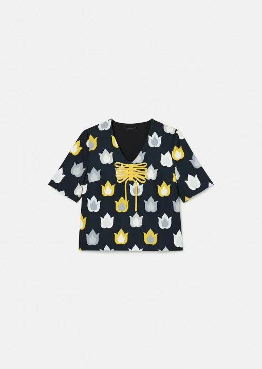 Top Thylane noir imprimé flammes