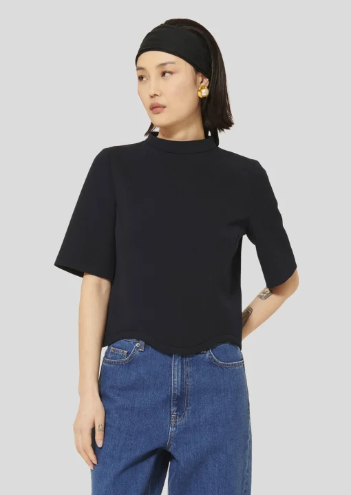 Top Tilda bleu nuit en toile double