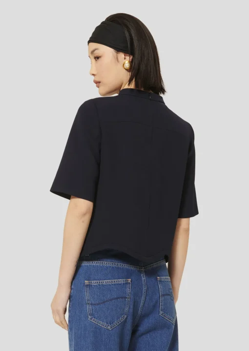 Top Tilda bleu nuit en toile double
