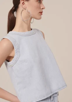 Top Tokono bleu clair en denim
