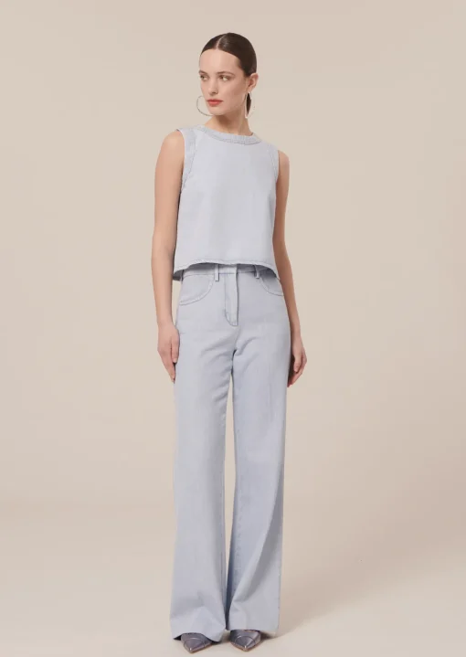 Top Tokono bleu clair en denim