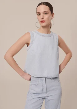 Top Tokono bleu clair en denim