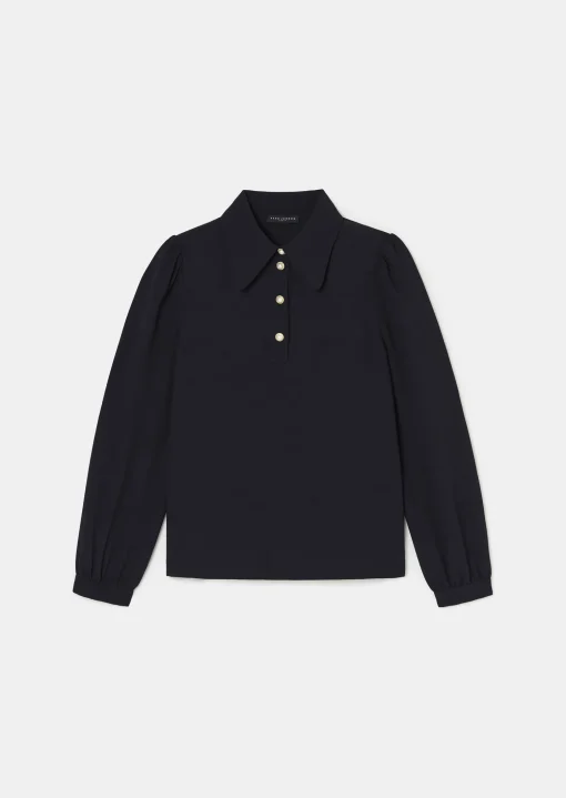 Top Tonio bleu nuit en crêpe