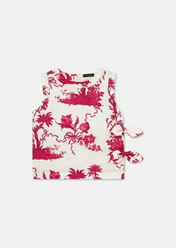 Top Tonka écru à motif fleuri bordeaux