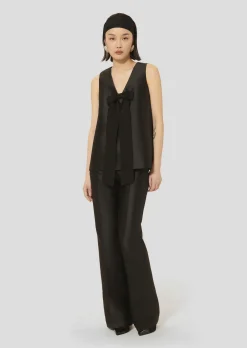 Top Topaze noir en satin duchesse
