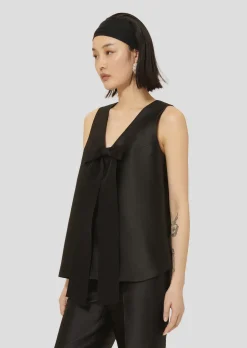 Top Topaze noir en satin duchesse