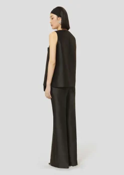 Top Topaze noir en satin duchesse