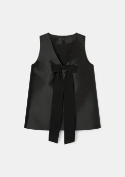 Top Topaze noir en satin duchesse