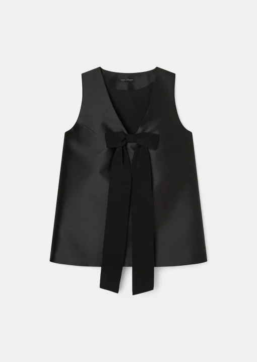 Top Topaze noir en satin duchesse