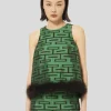 Top Twiggy vert imprimé graphique