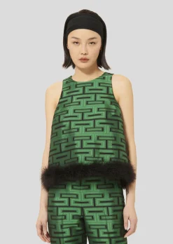 Top Twiggy vert imprimé graphique