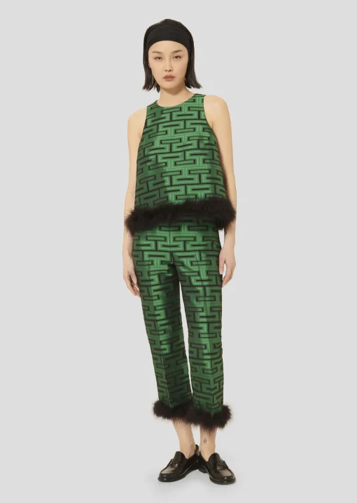 Top Twiggy vert imprimé graphique