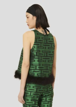 Top Twiggy vert imprimé graphique