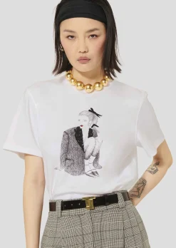 T-shirt Taragirl blanc en jersey double