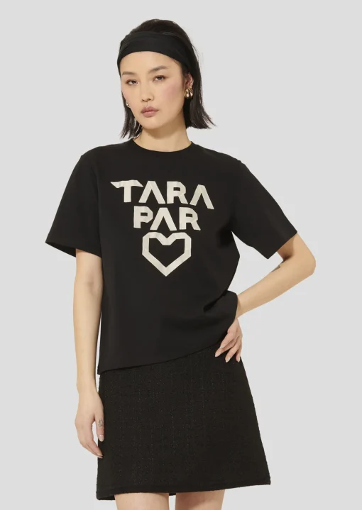 T-shirt Trefle noir en coton double face