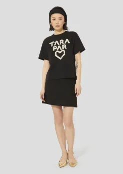 T-shirt Trefle noir en coton double face