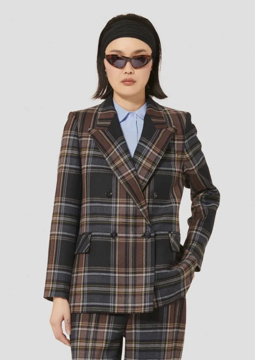 Veste Valson bleu nuit en tartan