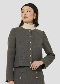 Veste Vesna grise en toile compacte