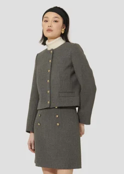 Veste Vesna grise en toile compacte