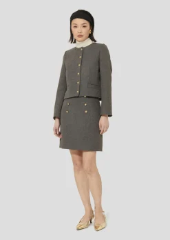 Veste Vesna grise en toile compacte