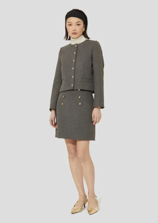 Veste Vesna grise en toile compacte