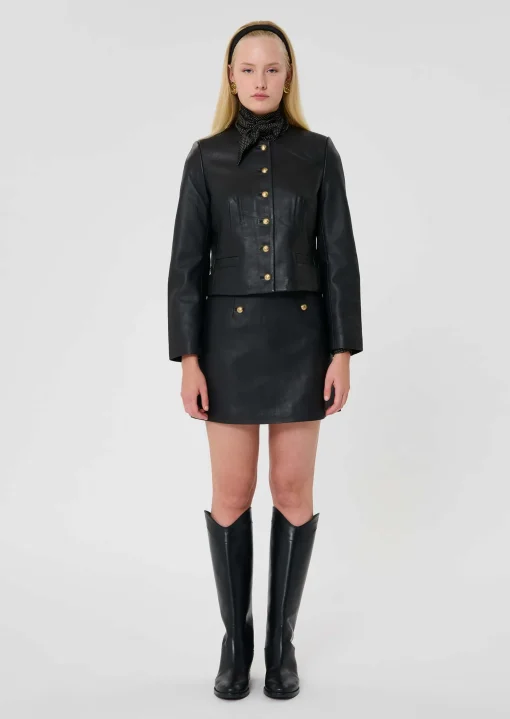 Veste Vesna noire en cuir
